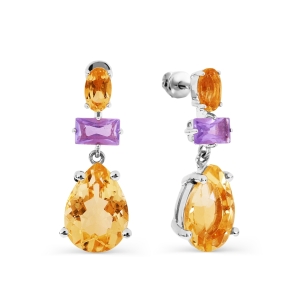 Серьги с аметистами и цитринами Линии Любви, Серьги Т301026667-01 
Серьги с аметистами и цитринами Линии Любви, Серьги Т301026667-01