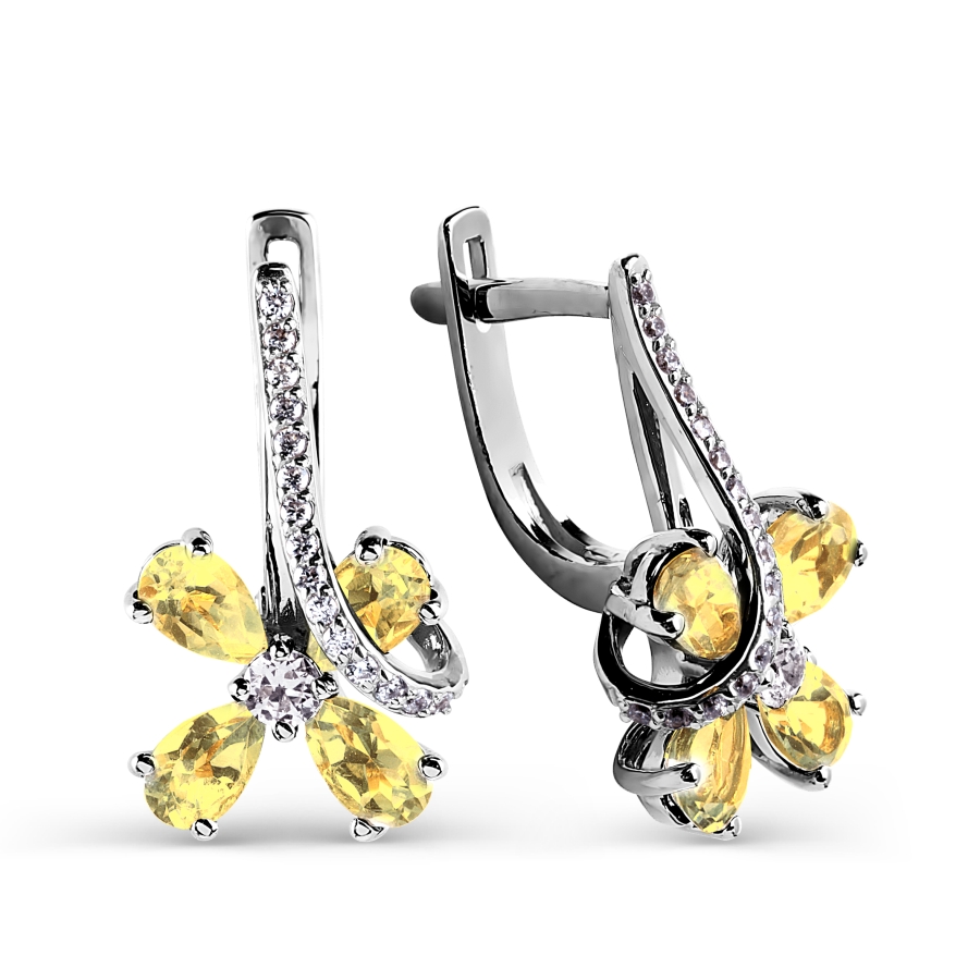 Серьги с цитринами и фианитами Линии Любви, Серьги Т303024992 
Серьги с цитринами и фианитами Линии Любви, Серьги Т303024992