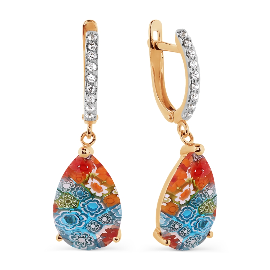 Серьги с ювелирным стеклом и фианитами Линии Любви, Серьги Т147027511 
Серьги с ювелирным стеклом и фианитами Линии Любви, Серьги Т147027511