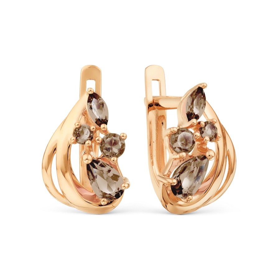 Серьги с раухтопазами Линии Любви, Серьги Т101029569 
Серьги с раухтопазами Линии Любви, Серьги Т101029569