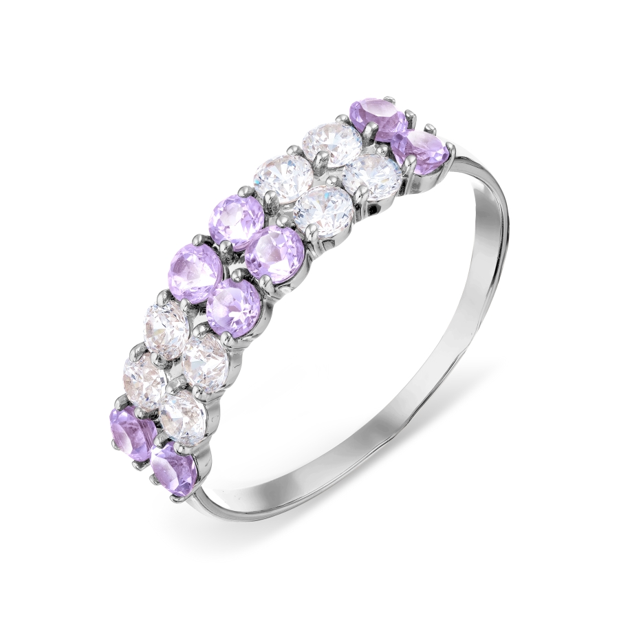 Кольцо с аметистами и фианитами Линии Любви, Кольцо Т303015822 
Кольцо с аметистами и фианитами Линии Любви, Кольцо Т303015822