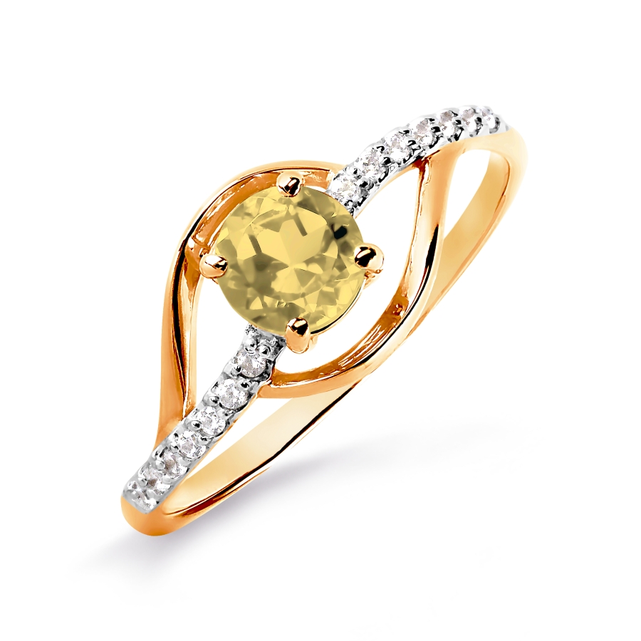 Кольцо с цитрином и Swarovski Zirconia Линии Любви, Кольцо Т143015715 
Кольцо с цитрином и Swarovski Zirconia Линии Любви, Кольцо Т143015715