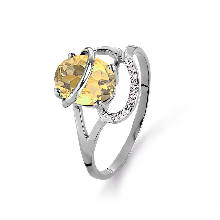 Кольцо с цитрином и фианитами Линии Любви, Кольцо Т303015216 
Кольцо с цитрином и фианитами Линии Любви, Кольцо Т303015216