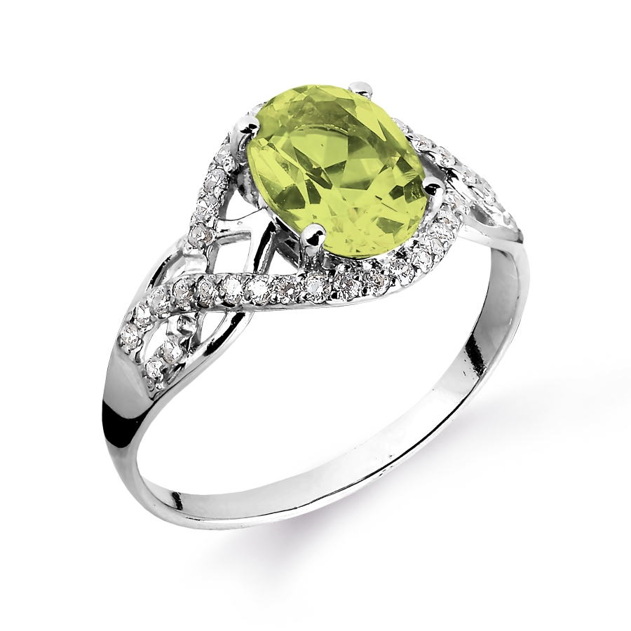 Кольцо с хризолитом и фианитами Линии Любви, Кольцо Т303015013
Кольцо с хризолитом и фианитами Линии Любви, Кольцо Т303015013