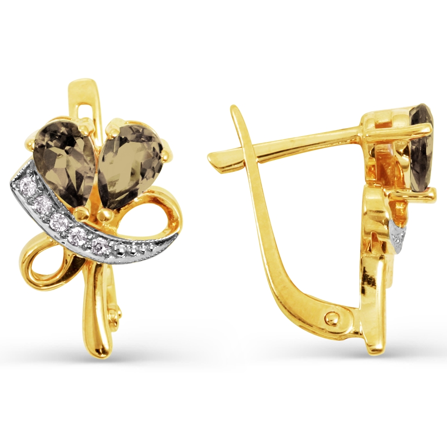 Серьги с раухтопазами и фианитами Линии Любви, Серьги Т943021970 
Серьги с раухтопазами и фианитами Линии Любви, Серьги Т943021970