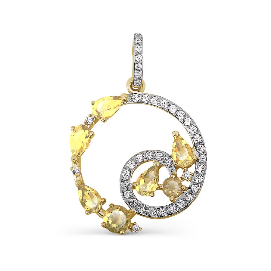 Подвеска с цитринами и фианитами Линии Любви, Подвески и кулоны Т947034151 
Подвеска с цитринами и фианитами Линии Любви, Подвески и кулоны Т947034151