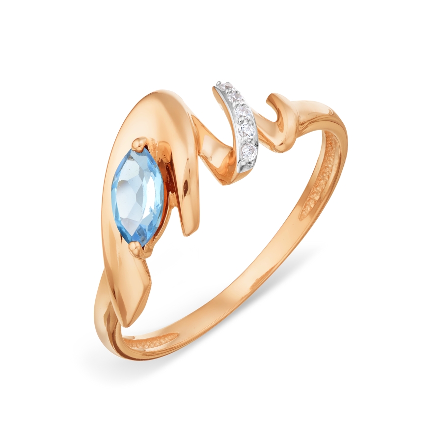 Кольцо с топазом и фианитами Линии Любви, Кольцо Т143018506 
Кольцо с топазом и фианитами Линии Любви, Кольцо Т143018506