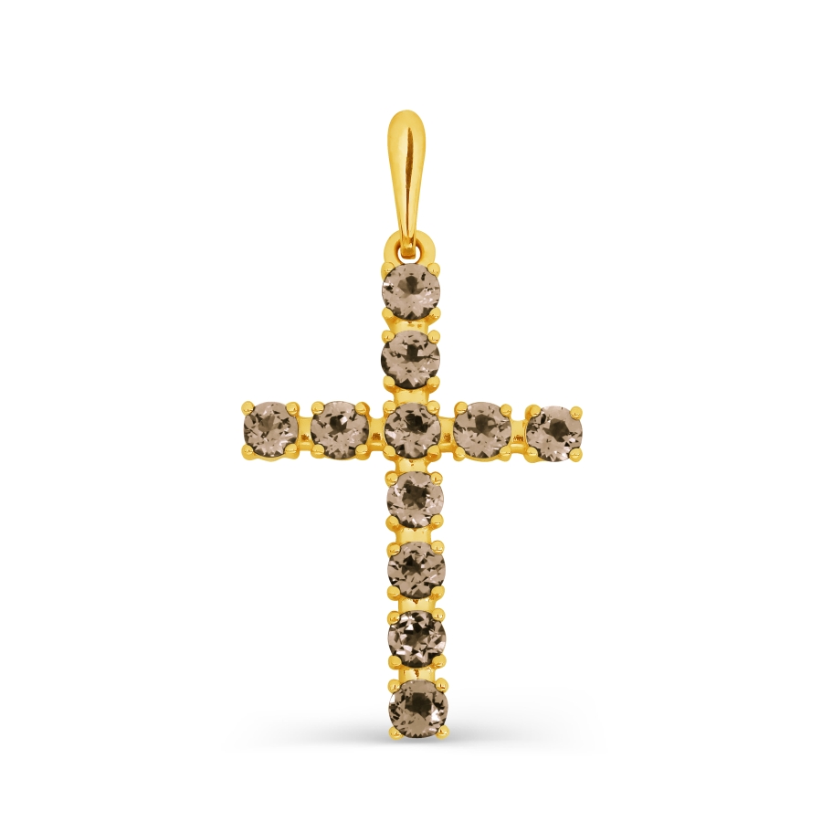 Крестик с раухтопазами Линии Любви, Крестики Т90106605 
Крестик с раухтопазами Линии Любви, Крестики Т90106605