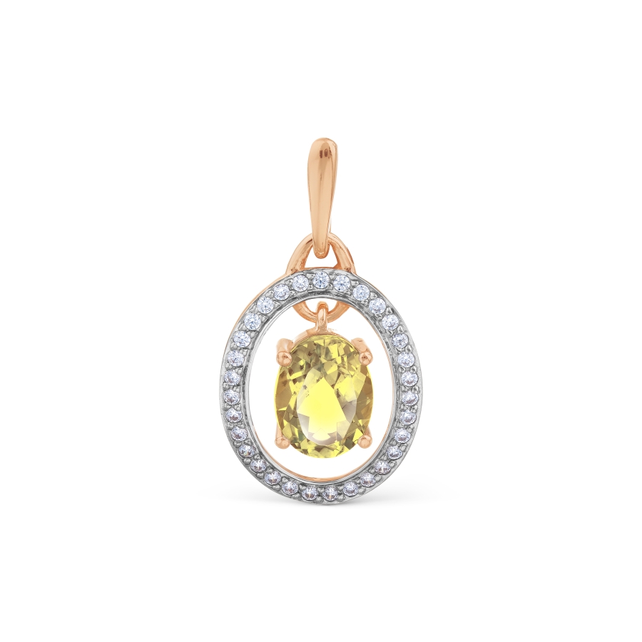 Подвеска с цитрином и фианитами Линии Любви, Подвески и кулоны Т147034983 
Подвеска с цитрином и фианитами Линии Любви, Подвески и кулоны Т147034983