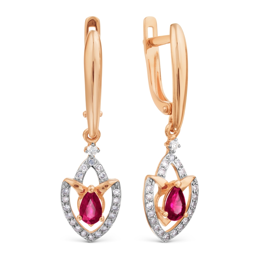 Серьги с рубинами и бриллиантами Линии Любви, Серьги Т146029088