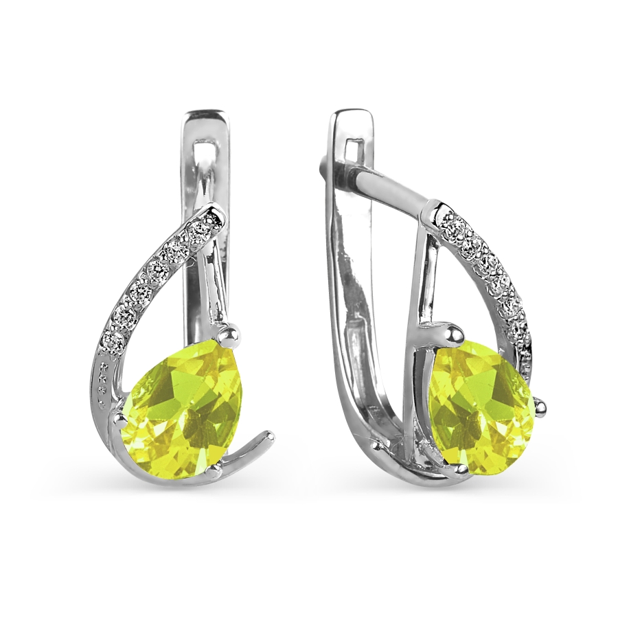 Серьги с хризолитами и фианитами Линии Любви, Серьги Т303025927 
Серьги с хризолитами и фианитами Линии Любви, Серьги Т303025927