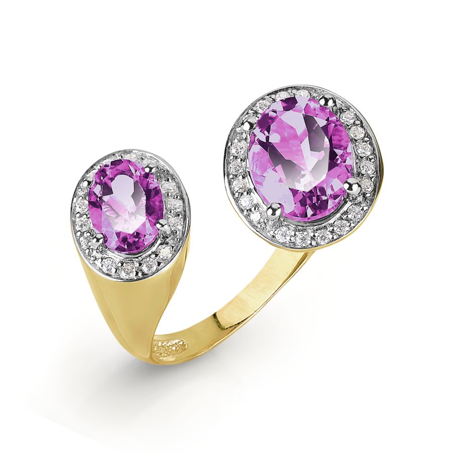 Кольцо с аметистами и фианитами Линии Любви, Кольцо Т947016588
Кольцо с аметистами и фианитами Линии Любви, Кольцо Т947016588