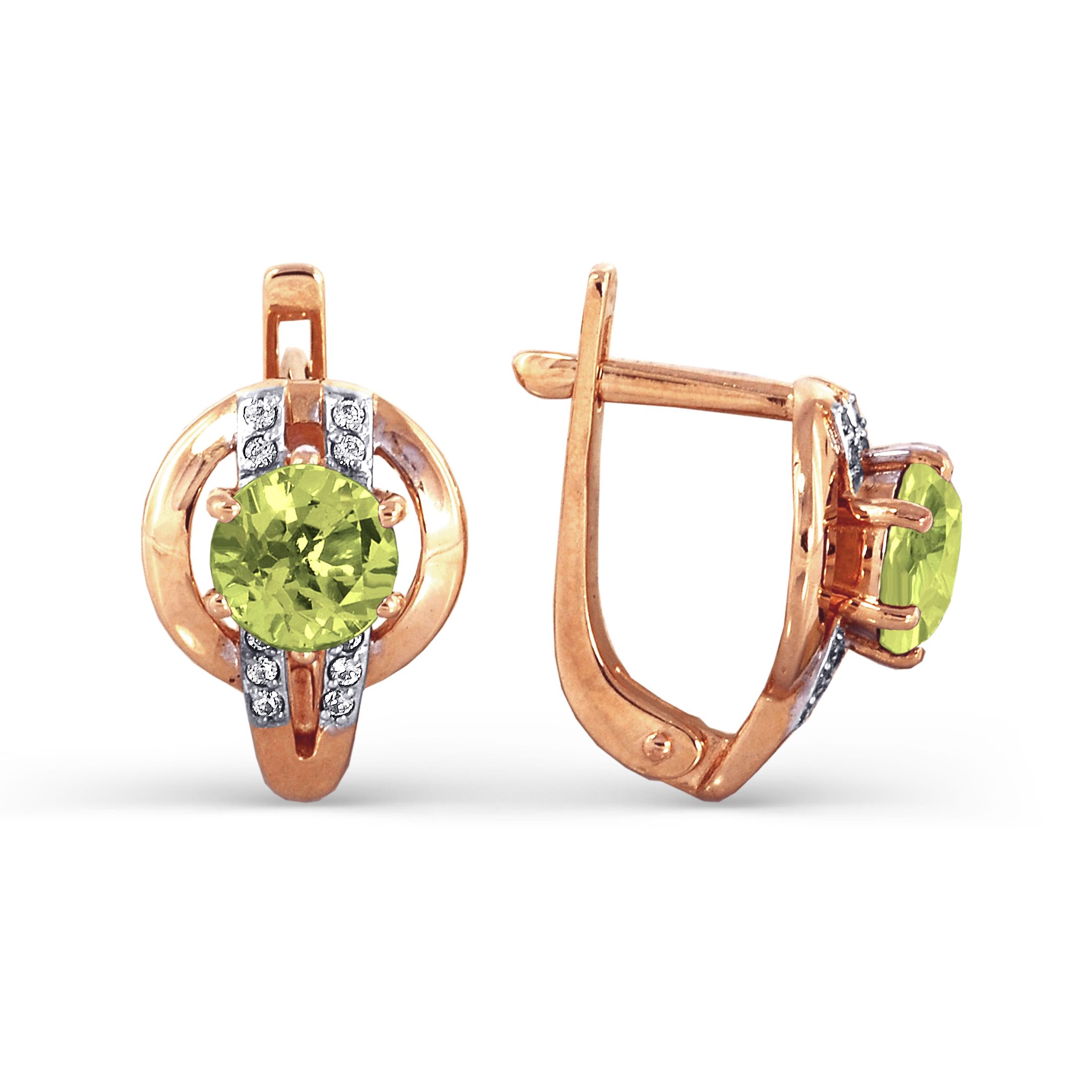 Серьги с хризолитами и фианитами Линии Любви, Серьги Т143023693 
Серьги с хризолитами и фианитами Линии Любви, Серьги Т143023693