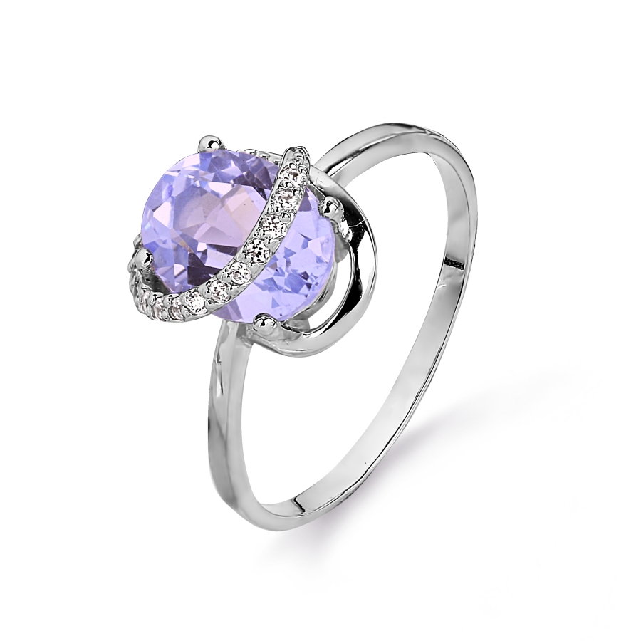 Кольцо с аметистом и фианитами Линии Любви, Кольцо Т303015211 
Кольцо с аметистом и фианитами Линии Любви, Кольцо Т303015211