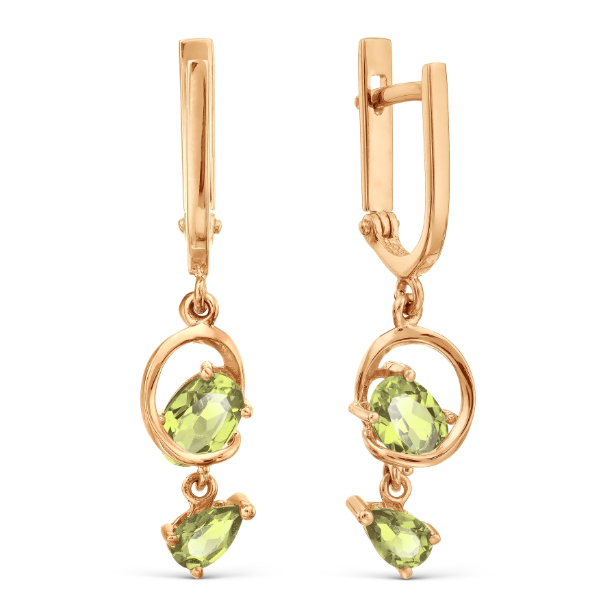 Серьги с хризолитами Линии Любви, Серьги Т101029915-03 
Серьги с хризолитами Линии Любви, Серьги Т101029915-03