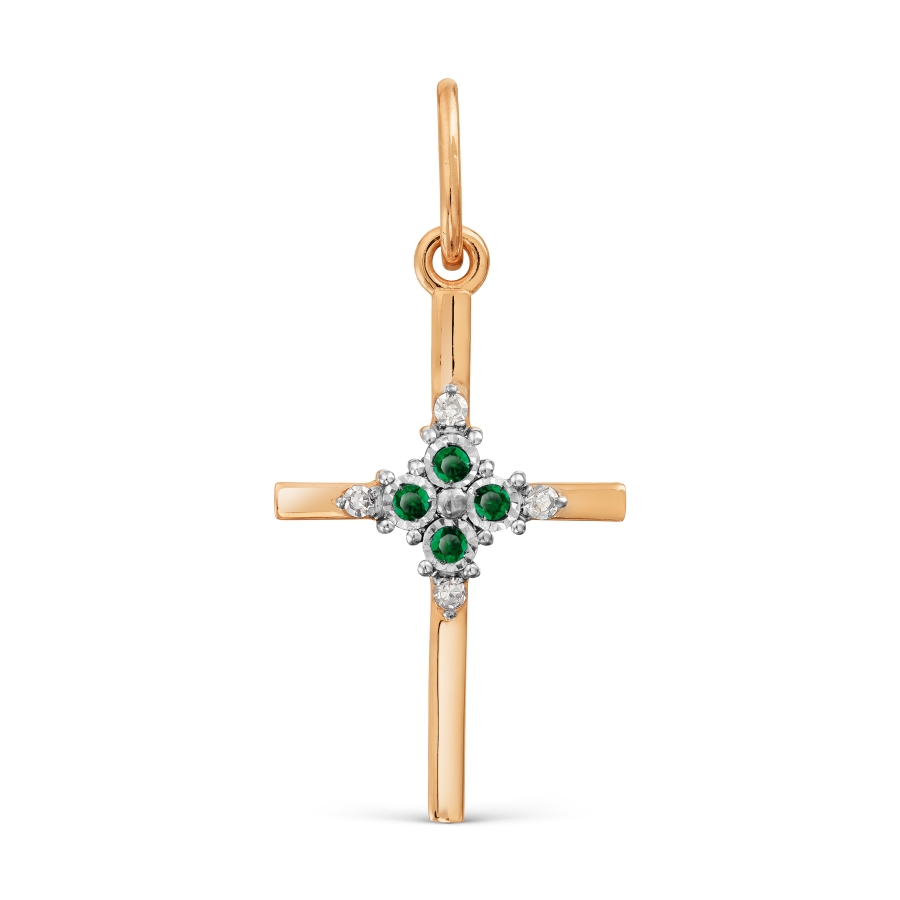 Крестик с изумрудами и бриллиантами Линии Любви, Подвески и кулоны Т145635201 
Крестик с изумрудами и бриллиантами Линии Любви, Подвески и кулоны Т145635201
