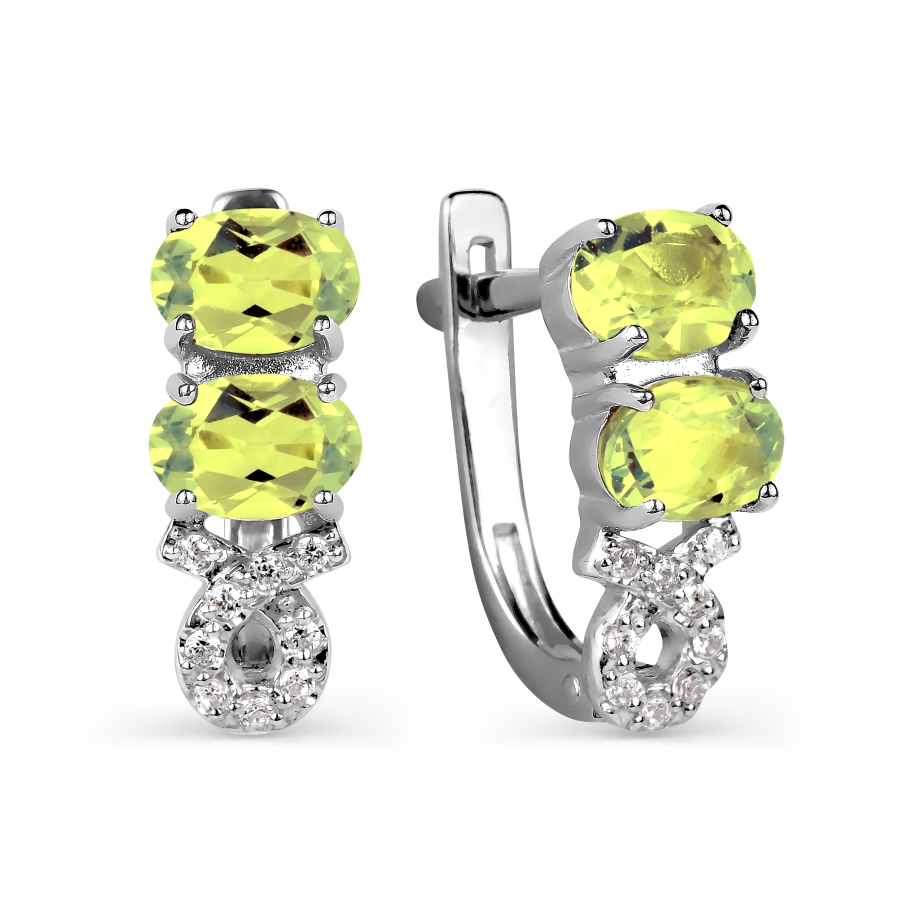 Серьги с хризолитами и фианитами Линии Любви, Серьги Т303025867 
Серьги с хризолитами и фианитами Линии Любви, Серьги Т303025867