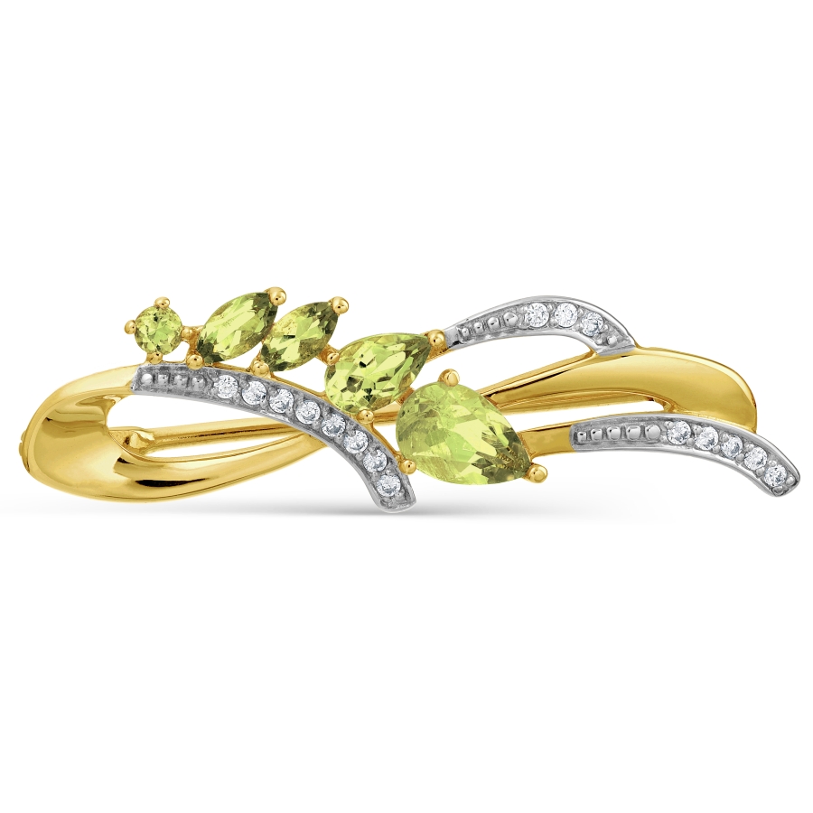 Брошь с хризолитами и фианитами Линии Любви, Брошь Т94309208
Брошь с хризолитами и фианитами Линии Любви, Брошь Т94309208