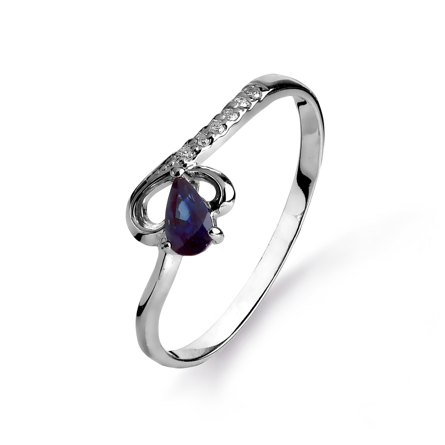 Кольцо с сапфиром и бриллиантами Линии Любви, Кольцо Т301015430