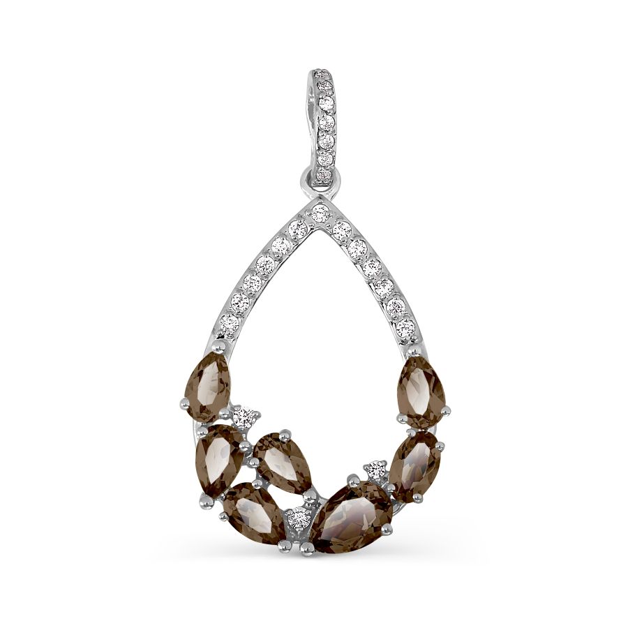 Подвеска с раухтопазами и фианитами Линии Любви, Подвески и кулоны Т307034148 
Подвеска с раухтопазами и фианитами Линии Любви, Подвески и кулоны Т307034148