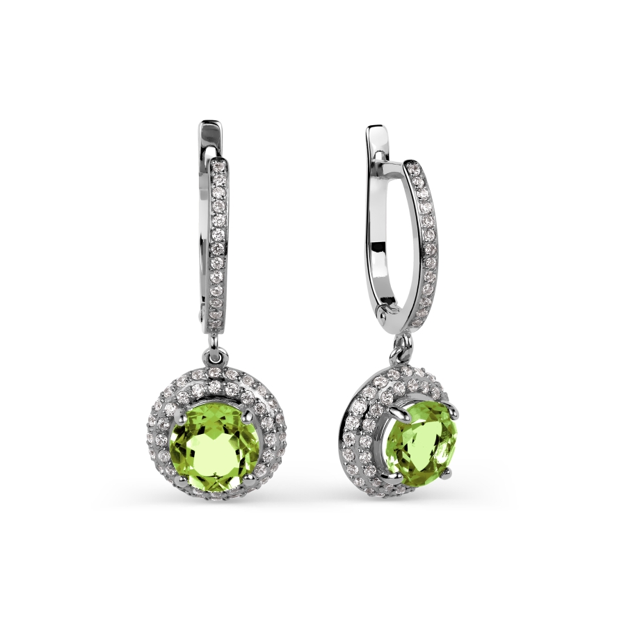 Серьги с хризолитами и фианитами Линии Любви, Серьги Т303025333 
Серьги с хризолитами и фианитами Линии Любви, Серьги Т303025333