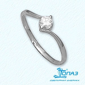 Кольцо с фианитом Линии Любви, Кольцо Т30201352 
Кольцо с фианитом Линии Любви, Кольцо Т30201352