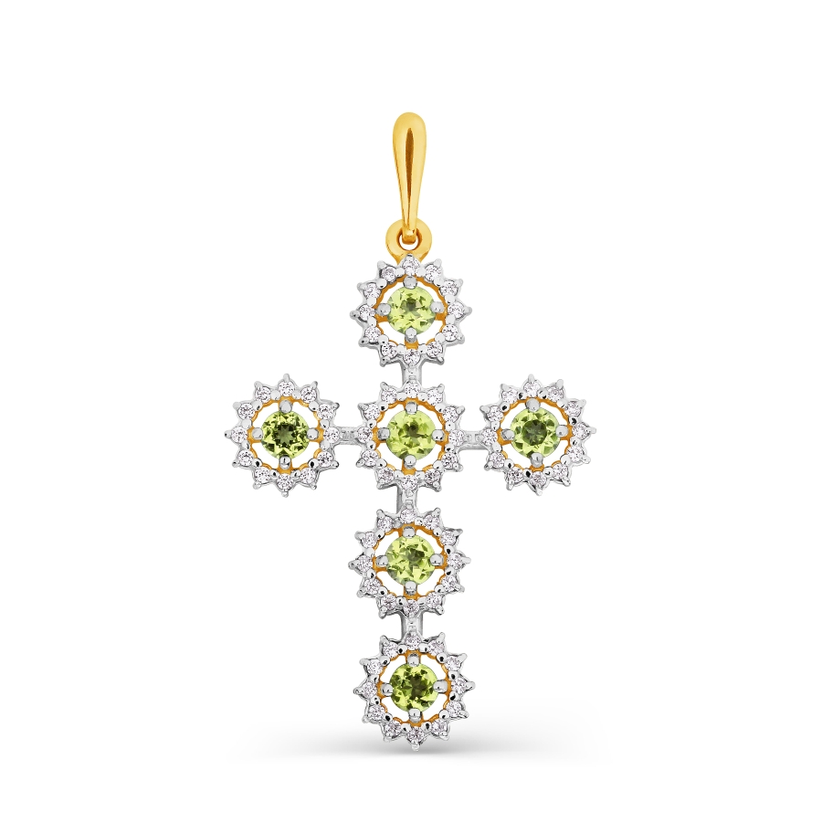 Крестик с хризолитами и фианитами Линии Любви, Крестики Т94306599
Крестик с хризолитами и фианитами Линии Любви, Крестики Т94306599