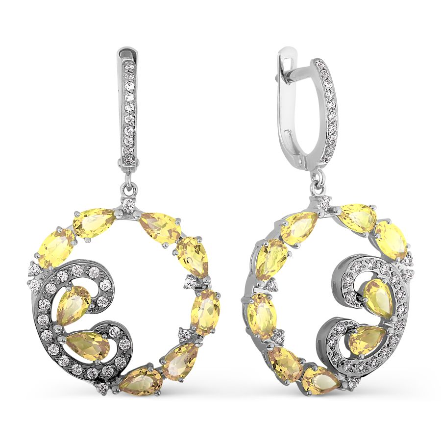 Серьги с цитринами и фианитами Линии Любви, Серьги Т307026684 
Серьги с цитринами и фианитами Линии Любви, Серьги Т307026684