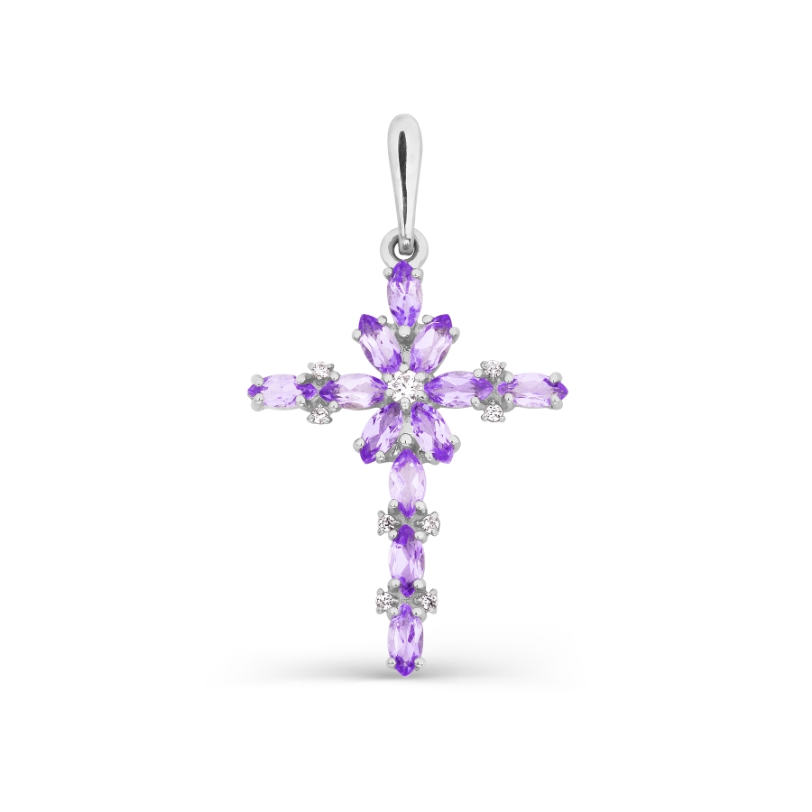 Крестик с аметистами и фианитами Линии Любви, Крестики Т30306598
Крестик с аметистами и фианитами Линии Любви, Крестики Т30306598