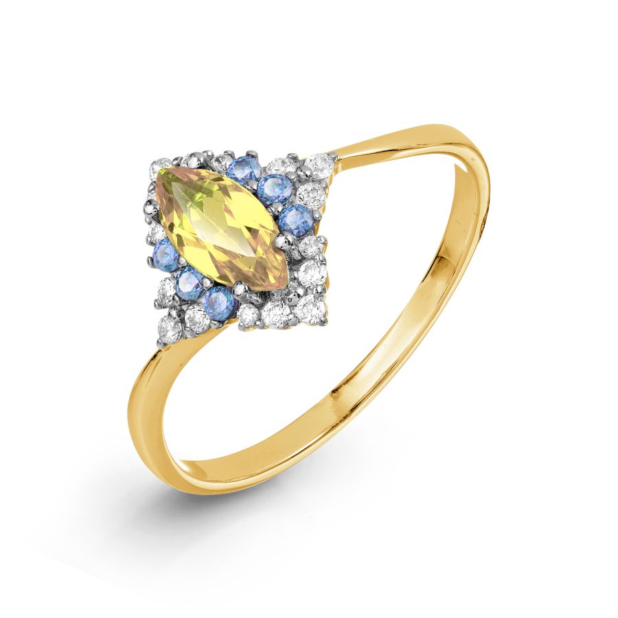 Кольцо с цитрином и фианитами Линии Любви, Кольцо Т947017325-01 
Кольцо с цитрином и фианитами Линии Любви, Кольцо Т947017325-01