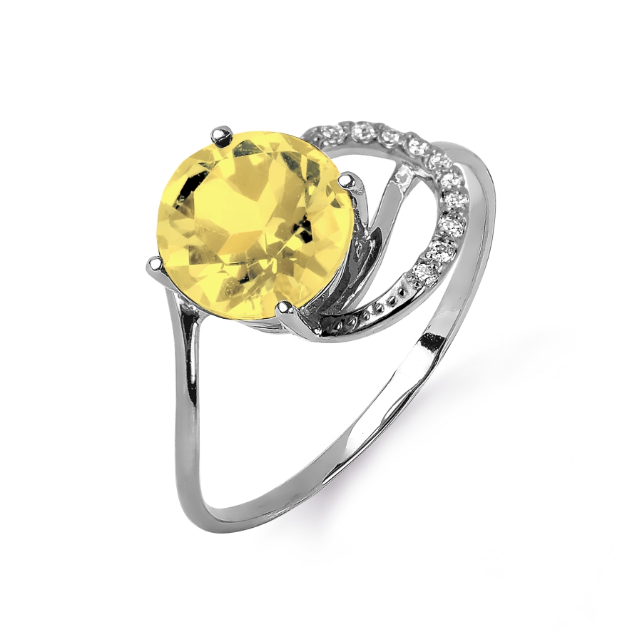 Кольцо с цитрином и фианитами Линии Любви, Кольцо Т303015688 
Кольцо с цитрином и фианитами Линии Любви, Кольцо Т303015688