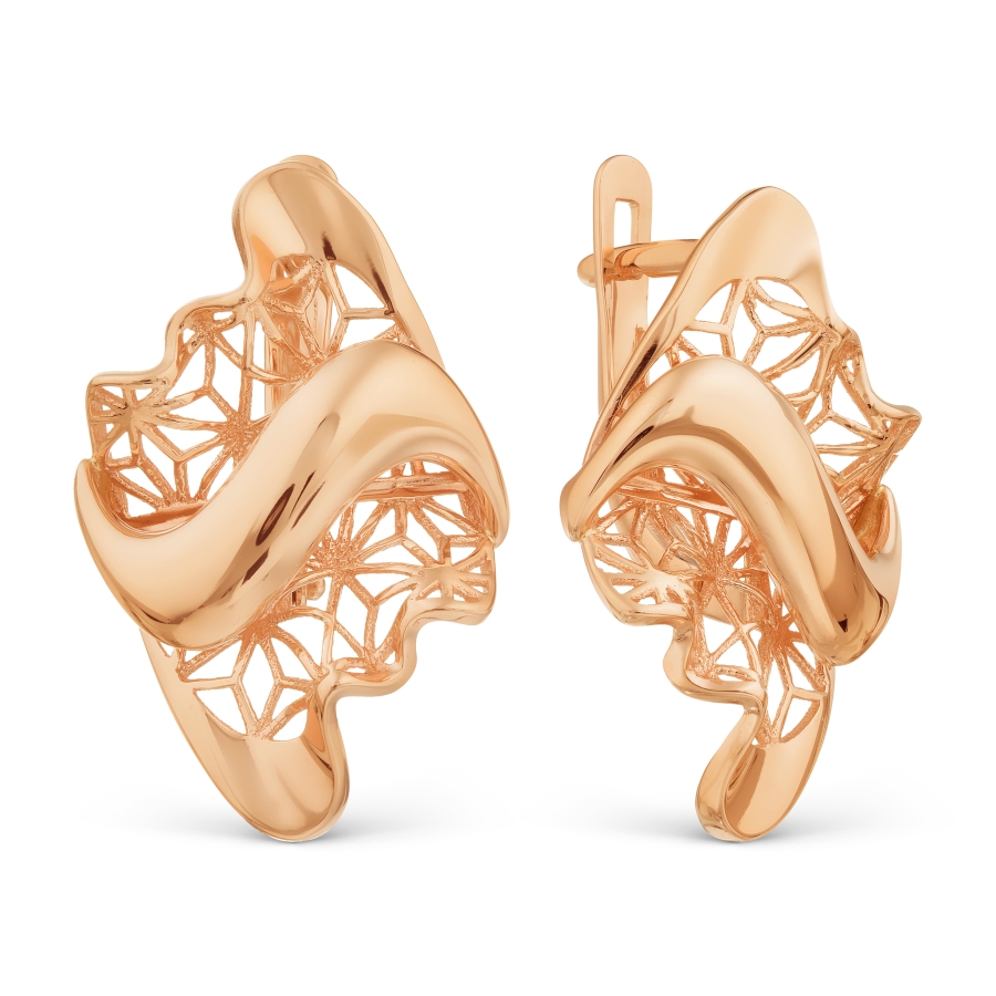 Серьги из красного золота Линии Любви, Серьги Т110028788 
Серьги из красного золота Линии Любви, Серьги Т110028788