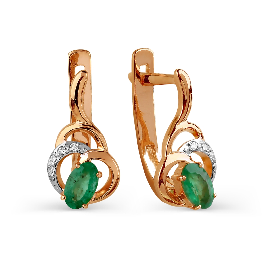 Серьги с изумрудами и бриллиантами Линии Любви, Серьги Т141025697 
Серьги с изумрудами и бриллиантами Линии Любви, Серьги Т141025697