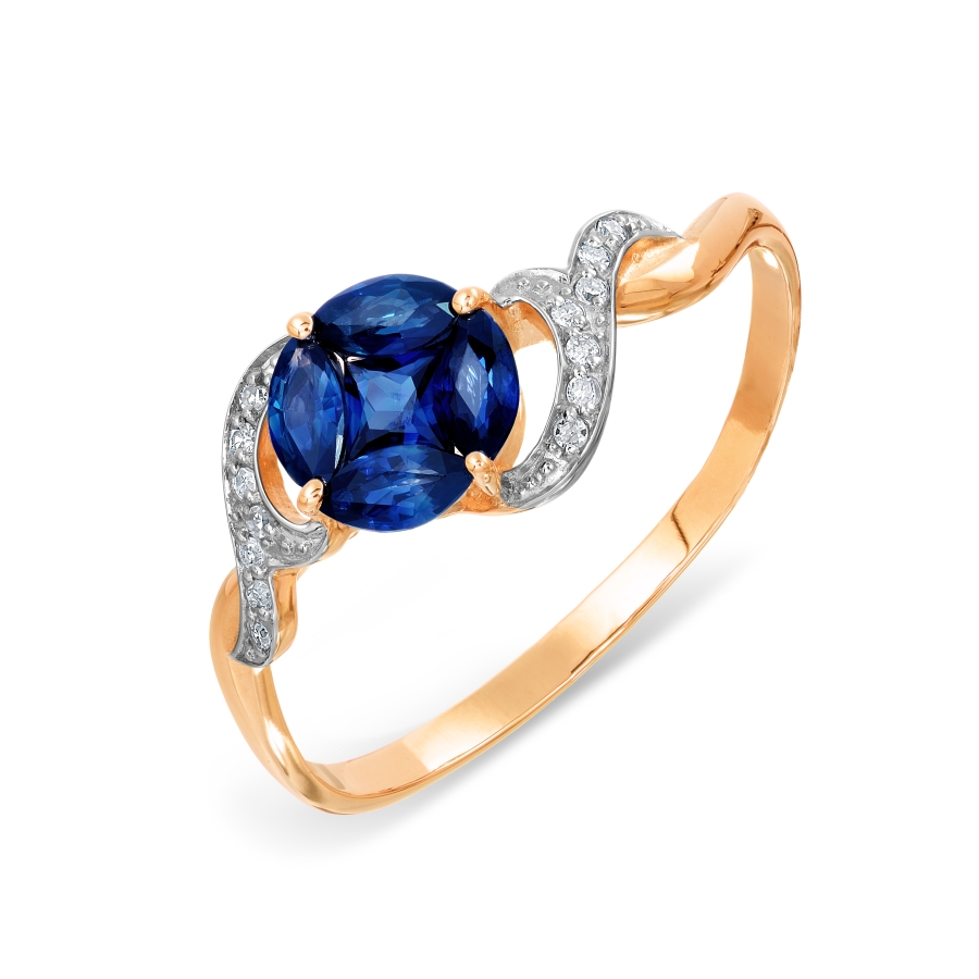 Кольцо с сапфирами и бриллиантами Линии Любви, Кольцо Т141017034 
Кольцо с сапфирами и бриллиантами Линии Любви, Кольцо Т141017034