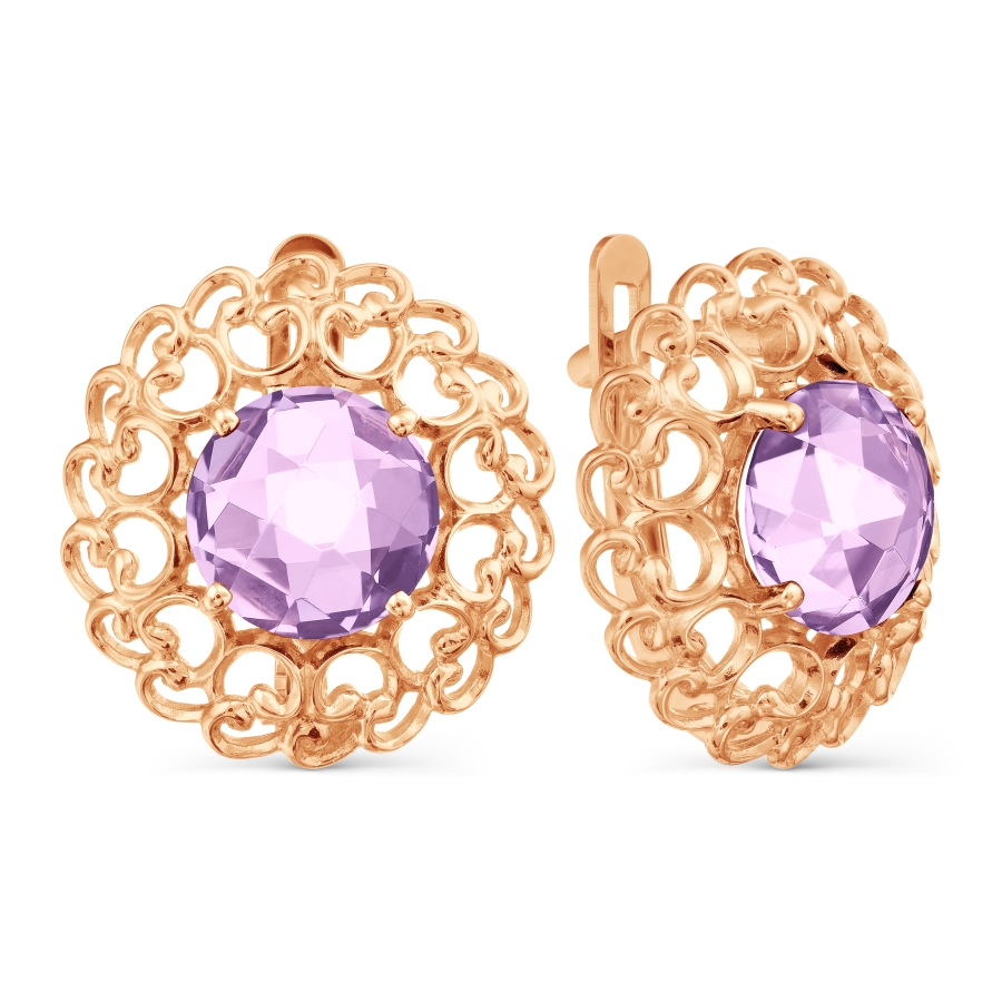 Серьги с аметистами Линии Любви, Серьги Т101028833 
Серьги с аметистами Линии Любви, Серьги Т101028833