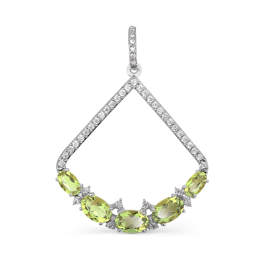 Подвеска с хризолитами и фианитами Линии Любви, Подвески и кулоны Т307034150 
Подвеска с хризолитами и фианитами Линии Любви, Подвески и кулоны Т307034150