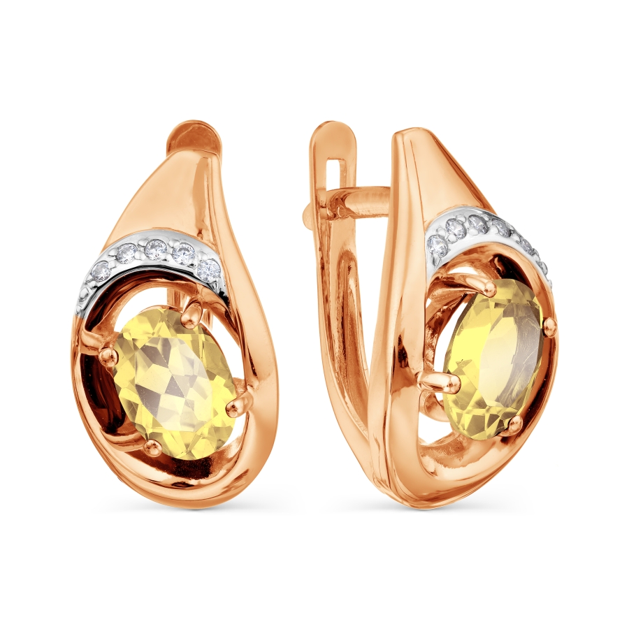 Серьги с цитринами и фианитами Линии Любви, Серьги Т147028870 
Серьги с цитринами и фианитами Линии Любви, Серьги Т147028870