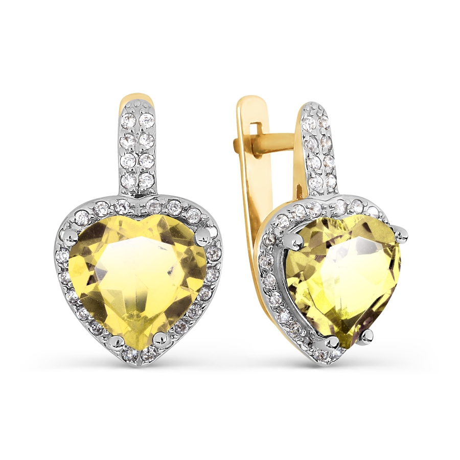 Серьги с цитринами и фианитами Линии Любви, Серьги Т947027107-01