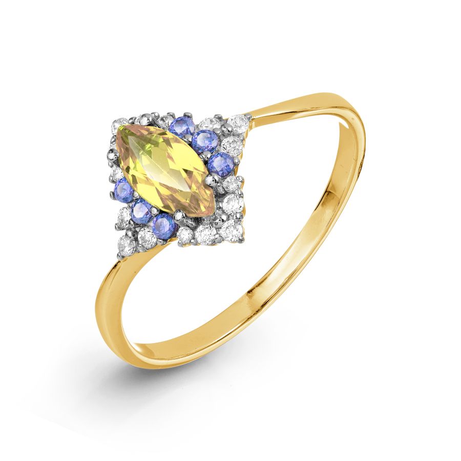 Кольцо с цитрином и фианитами Линии Любви, Кольцо Т947017325-03 
Кольцо с цитрином и фианитами Линии Любви, Кольцо Т947017325-03