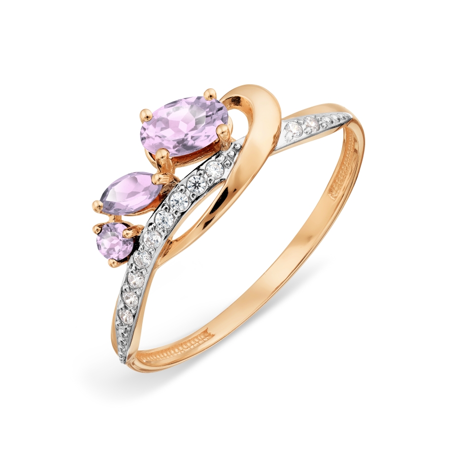 Кольцо с аметистами и фианитами Линии Любви, Кольцо Т14701А108 
Кольцо с аметистами и фианитами Линии Любви, Кольцо Т14701А108