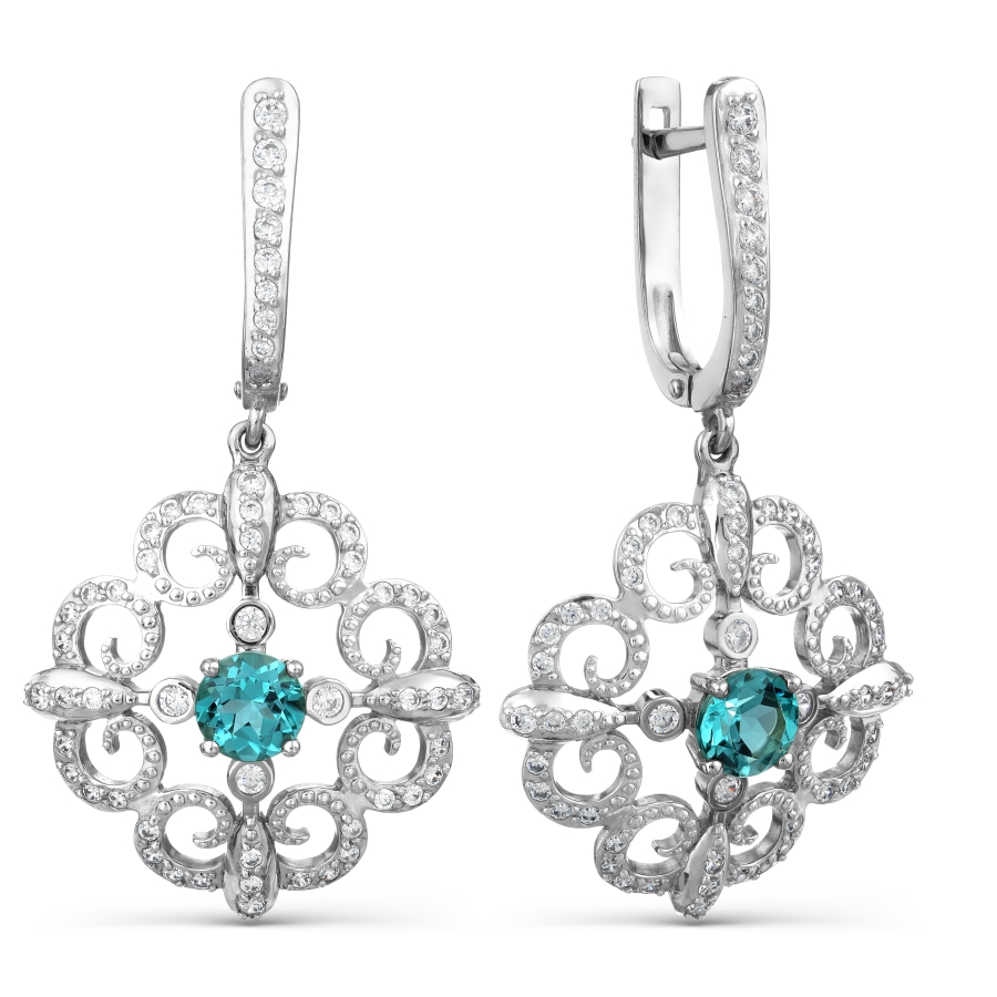 Серьги с турмалинами ситалл и фианитами Линии Любви 
Серьги с турмалинами ситалл и фианитами Линии Любви