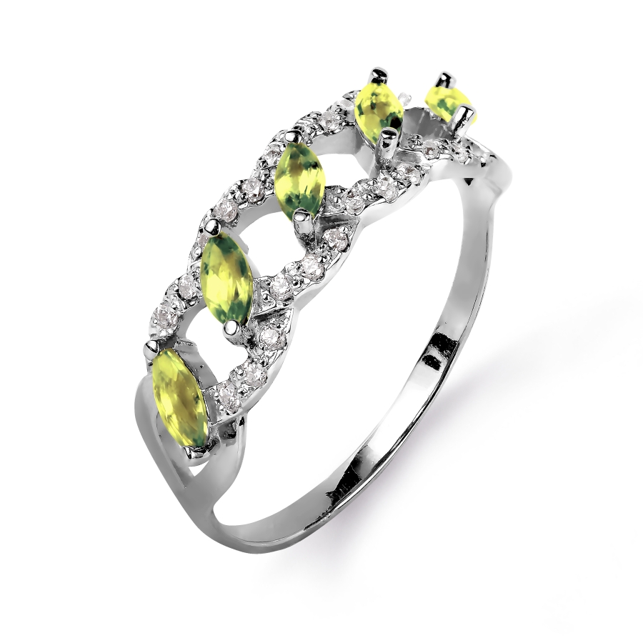 Кольцо с хризолитами и фианитами Линии Любви, Кольцо Т303015610
Кольцо с хризолитами и фианитами Линии Любви, Кольцо Т303015610