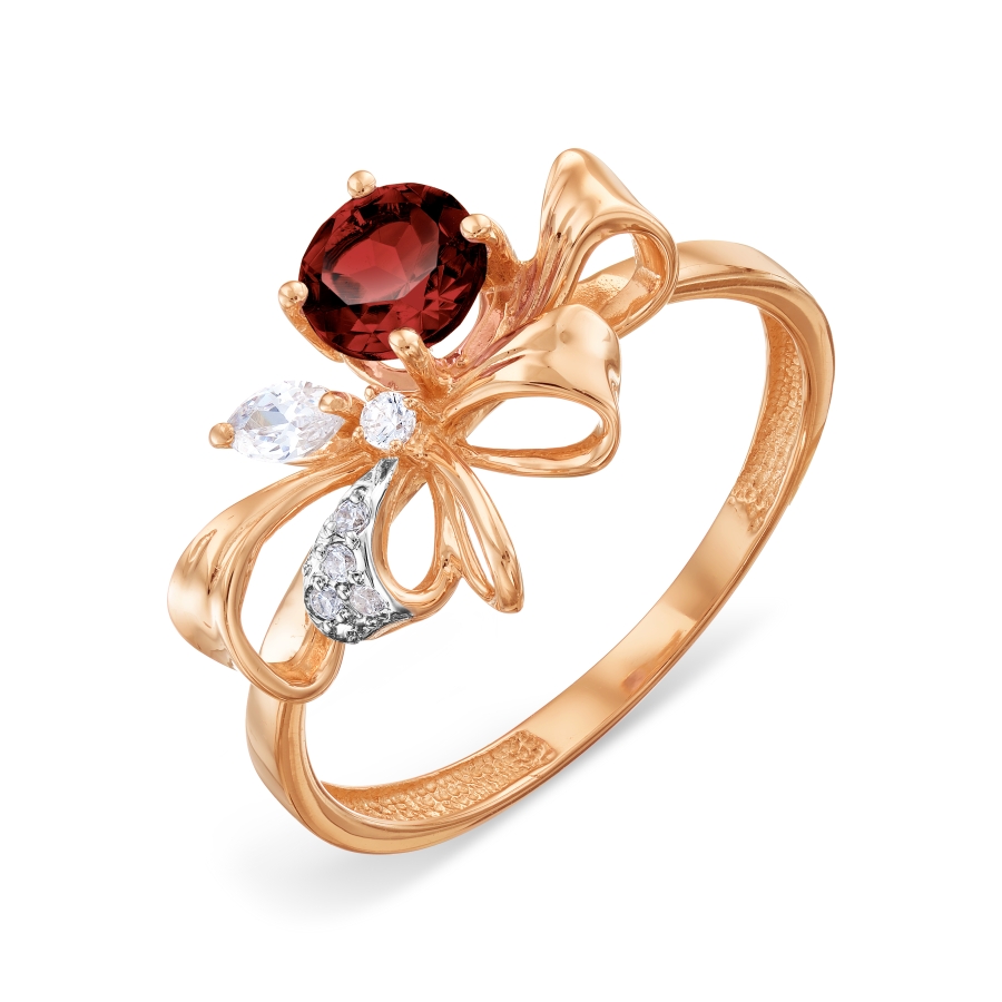 Кольцо с гранатом и фианитами Линии Любви, Кольцо Т143018325 
Кольцо с гранатом и фианитами Линии Любви, Кольцо Т143018325