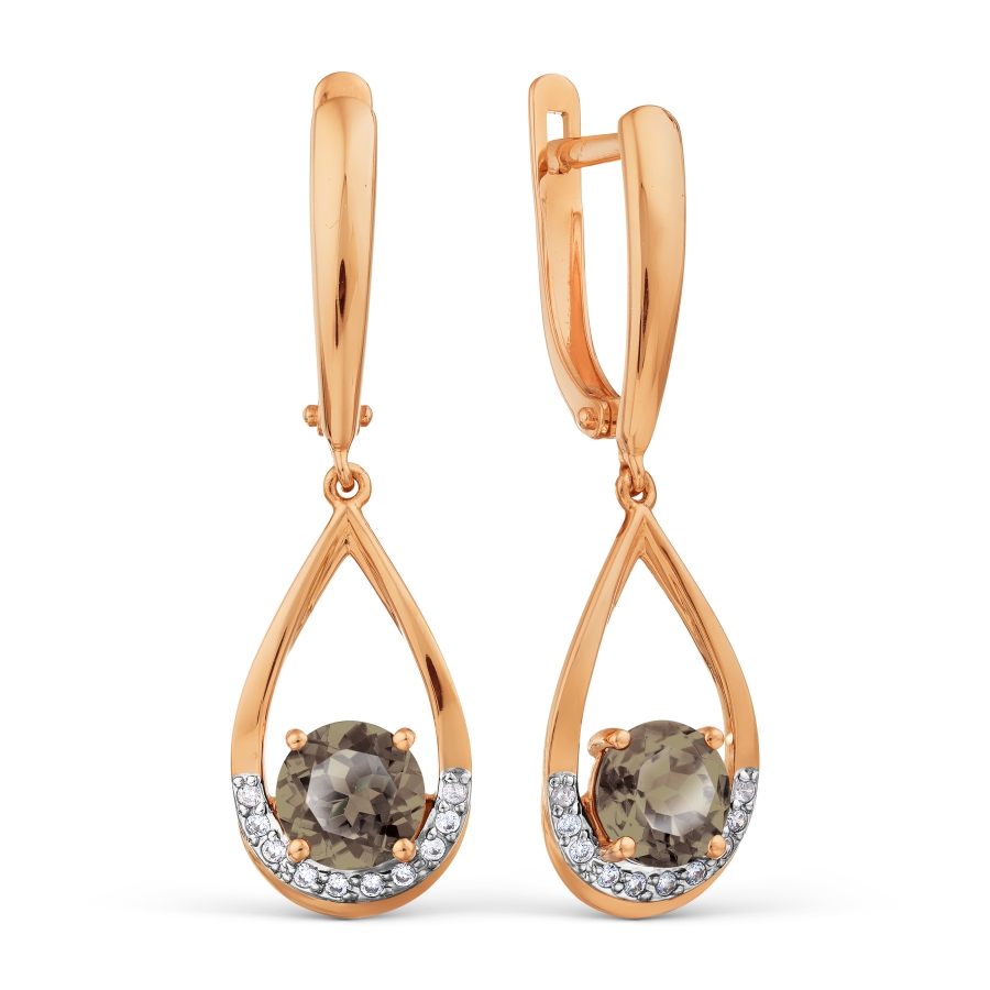 Серьги с раухтопазами и фианитами Линии Любви, Серьги Т147028806 
Серьги с раухтопазами и фианитами Линии Любви, Серьги Т147028806