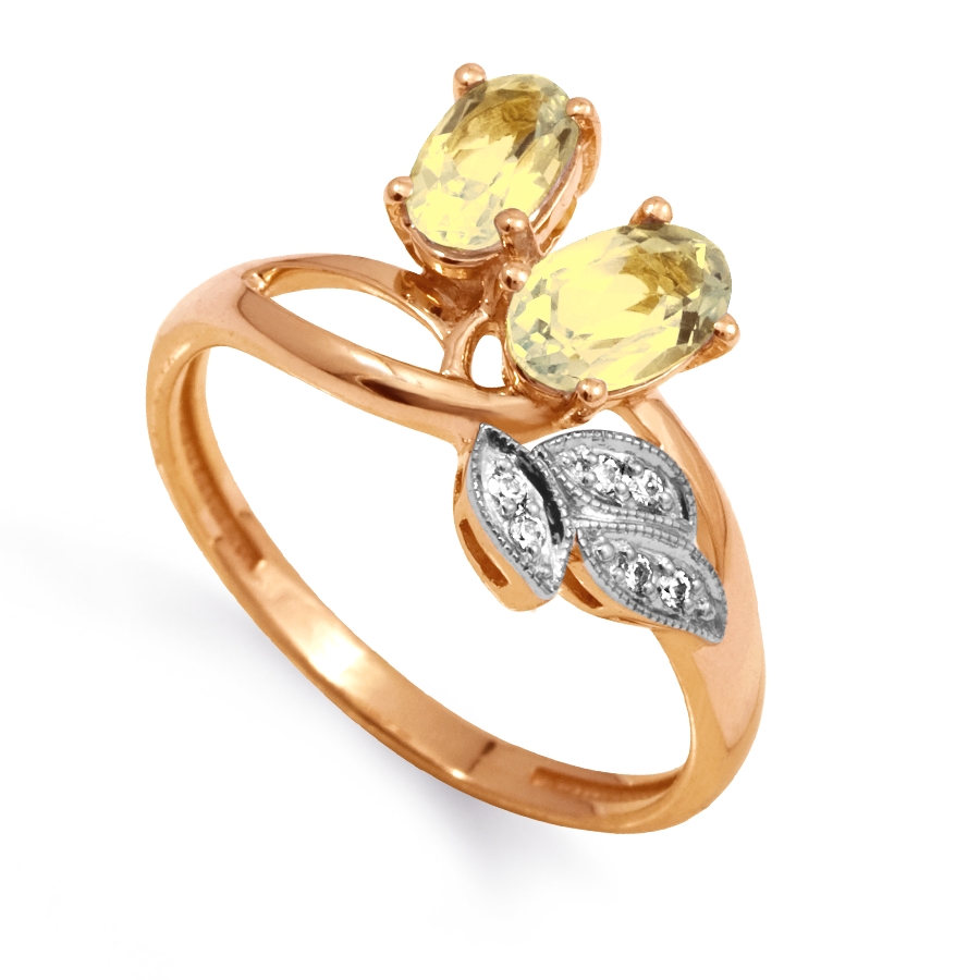 Кольцо с цитринами и фианитами Линии Любви, Кольцо Т143011855 
Кольцо с цитринами и фианитами Линии Любви, Кольцо Т143011855