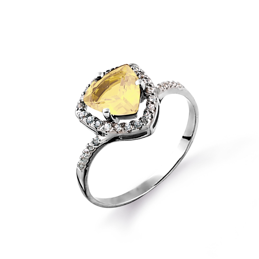 Кольцо с цитрином и фианитами Линии Любви, Кольцо Т303014592 
Кольцо с цитрином и фианитами Линии Любви, Кольцо Т303014592