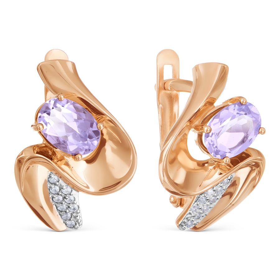 Серьги с аметистами и фианитами Линии Любви, Серьги Т143028980 
Серьги с аметистами и фианитами Линии Любви, Серьги Т143028980