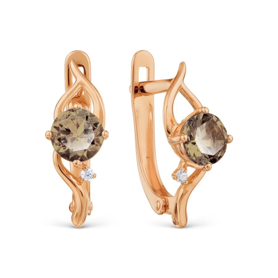 Серьги с раухтопазами и фианитами Линии Любви, Серьги Т103028498 
Серьги с раухтопазами и фианитами Линии Любви, Серьги Т103028498