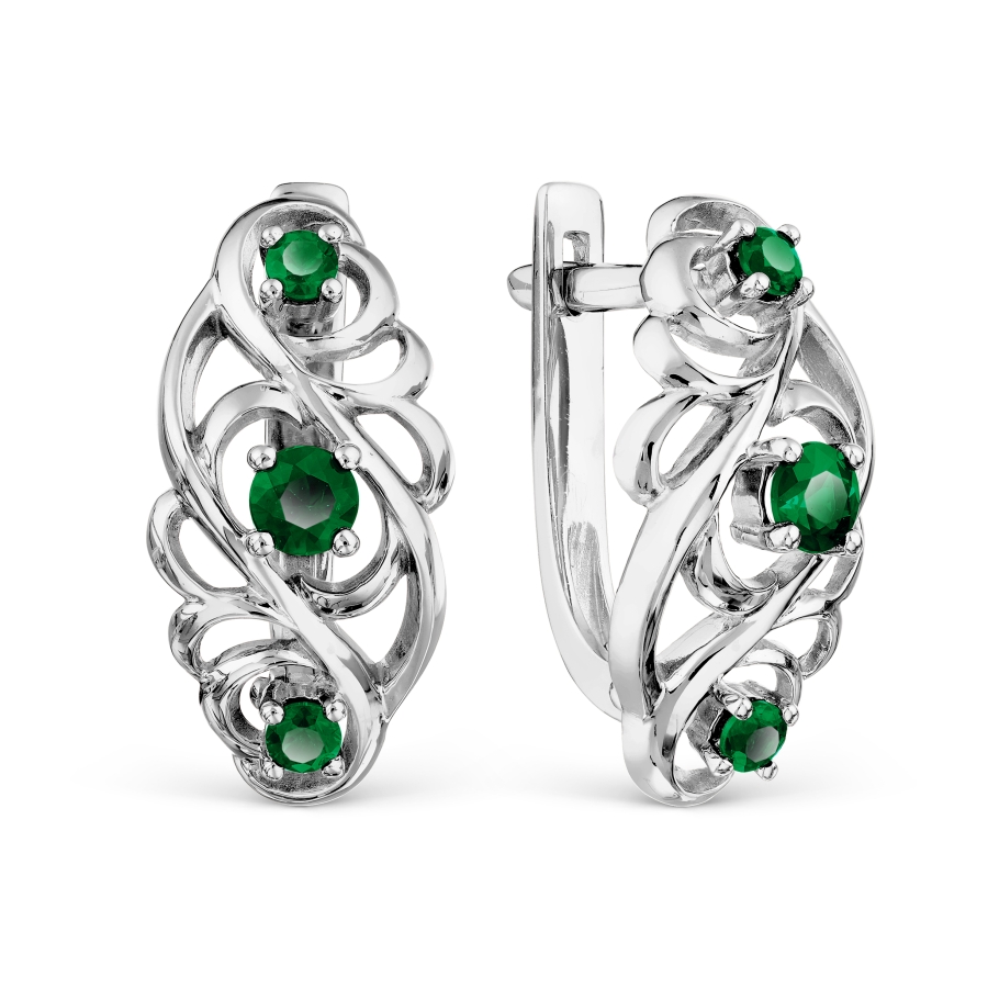 Серьги с изумрудами Линии Любви, Серьги Т301028323 
Серьги с изумрудами Линии Любви, Серьги Т301028323