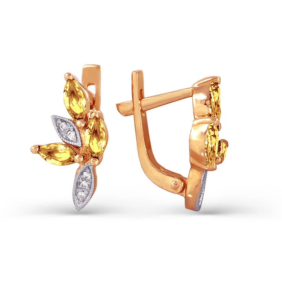 Серьги с цитринами и фианитами Линии Любви, Серьги Т143023547 
Серьги с цитринами и фианитами Линии Любви, Серьги Т143023547